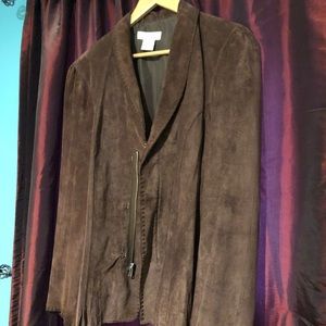 Brown suede leather jacket or boho blazer
